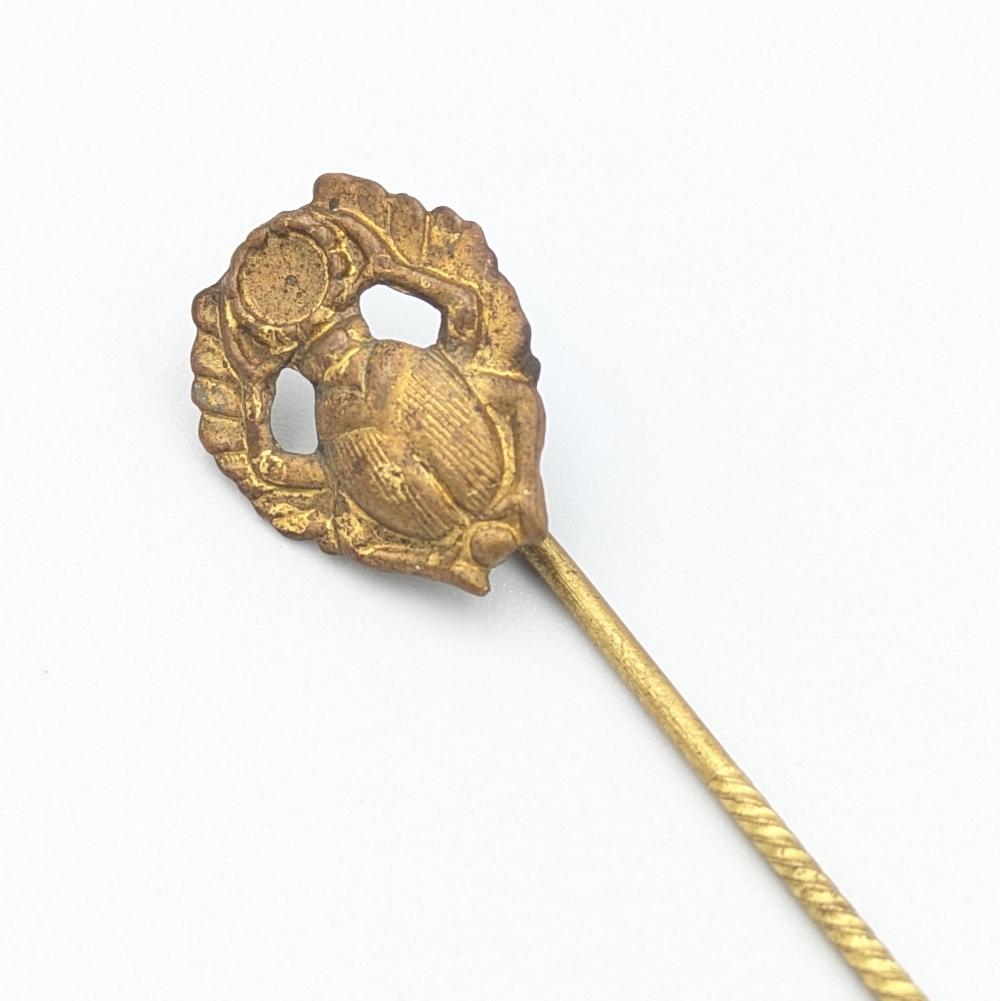 Antique art nouveau scarab beetle stick pin / hat pin / lapel pin